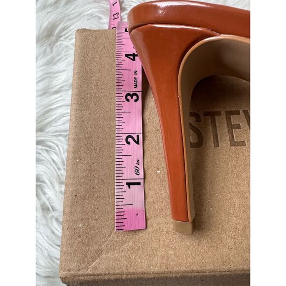 Steve Madden Tolly Women's Cognac Patent Stiletto Slip in Mules Heels Size 9 - Picture 10 of 11
